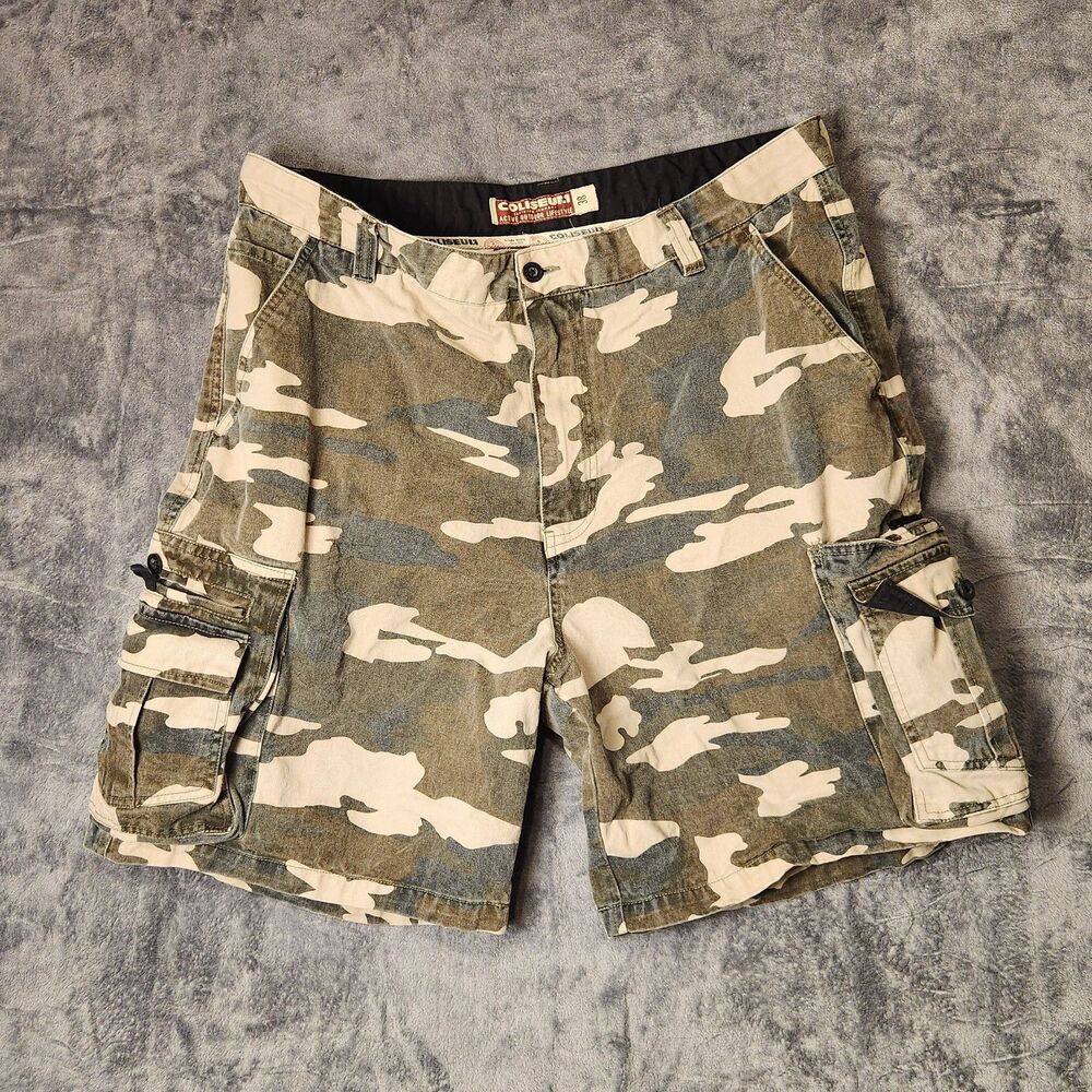 Coliseum Active Outdoor Men Camo Cargo Shorts Camouflage Hiking Size 38